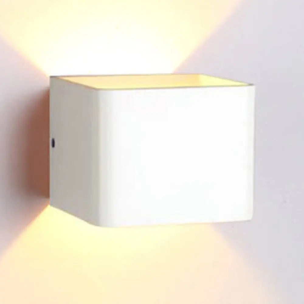 Minimalist Cube Shade Sconce Light - Aluminum Led Wall Mounted With Warm/White Lighting For Living