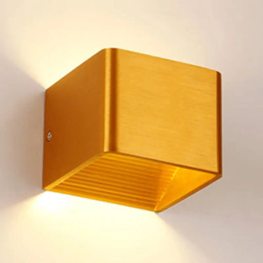 Minimalist Cube Shade Sconce Light - Aluminum Led Wall Mounted With Warm/White Lighting For Living