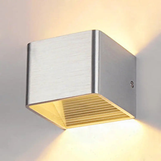 Minimalist Cube Shade Sconce Light - Aluminum Led Wall Mounted With Warm/White Lighting For Living