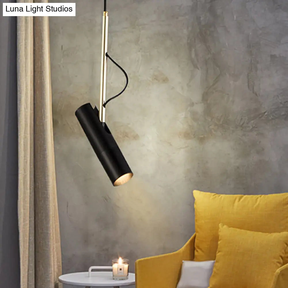 Metallic Cylinder Mini Pendant Light Fixture - Black/White With Warm/White Option Black / Warm