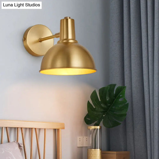 Minimalist Dome/Cone Brass Wall Mount Reading Lamp - Single Golden Sconce Light Fixture