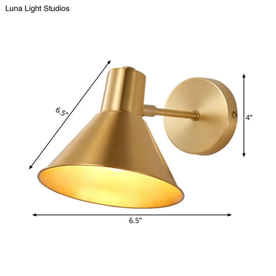 Minimalist Dome/Cone Brass Wall Mount Reading Lamp - Single Golden Sconce Light Fixture