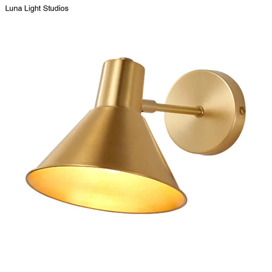 Minimalist Dome/Cone Brass Wall Mount Reading Lamp - Single Golden Sconce Light Fixture