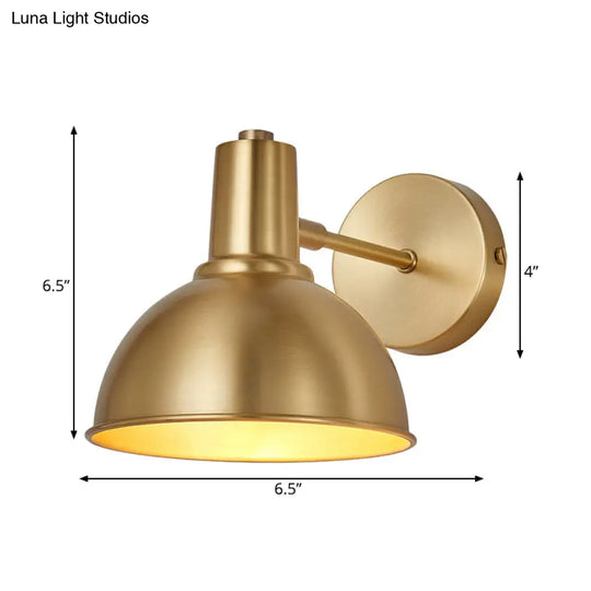 Minimalist Dome/Cone Brass Wall Mount Reading Lamp - Single Golden Sconce Light Fixture