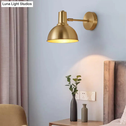 Minimalist Dome/Cone Brass Wall Mount Reading Lamp - Single Golden Sconce Light Fixture