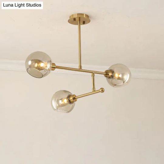 Minimalist Dome Glass Pendant Light For Open Kitchen Ceiling 3 / Gold Cognac