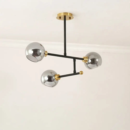 Minimalist Dome Glass Pendant Chandelier For Open Kitchen Ceiling Lighting 3 / Black Smoke Grey