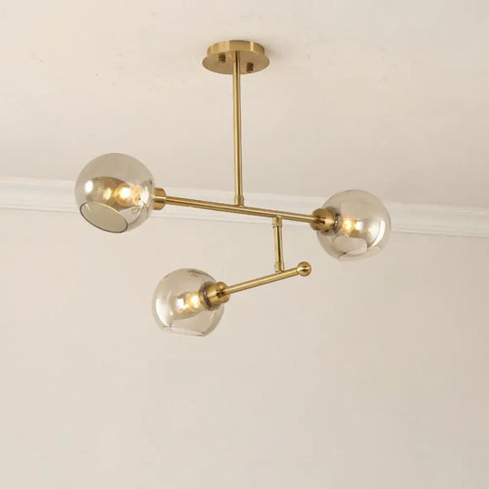 Minimalist Dome Glass Pendant Chandelier For Open Kitchen Ceiling Lighting 3 / Gold Cognac