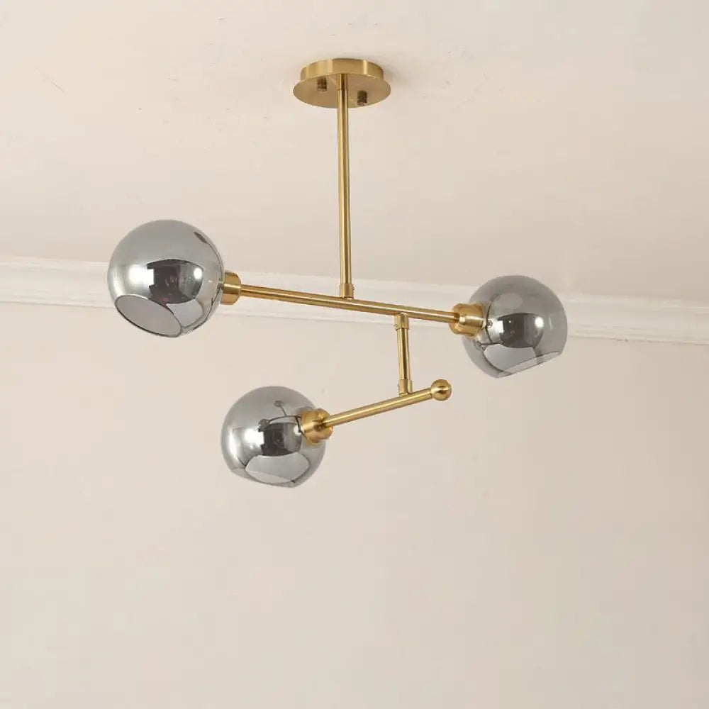 Minimalist Dome Glass Pendant Chandelier For Open Kitchen Ceiling Lighting 3 / Gold Smoke Grey