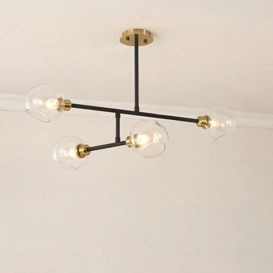 Minimalist Dome Glass Pendant Chandelier For Open Kitchen Ceiling Lighting 4 / Black Clear