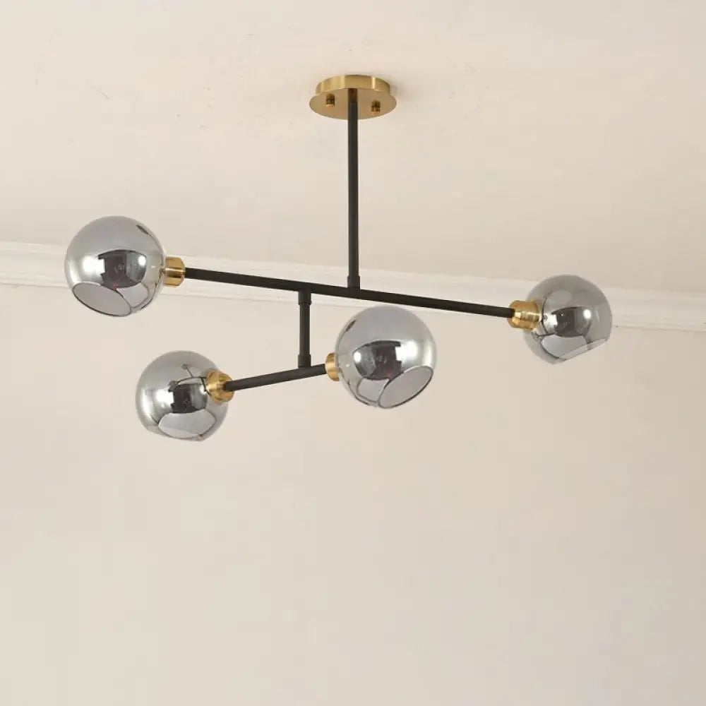 Minimalist Dome Glass Pendant Chandelier For Open Kitchen Ceiling Lighting 4 / Black Smoke Grey