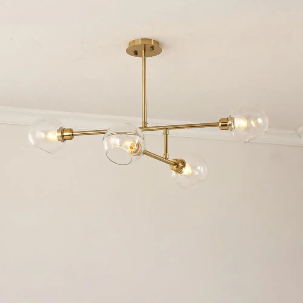 Minimalist Dome Glass Pendant Chandelier For Open Kitchen Ceiling Lighting 4 / Gold Clear