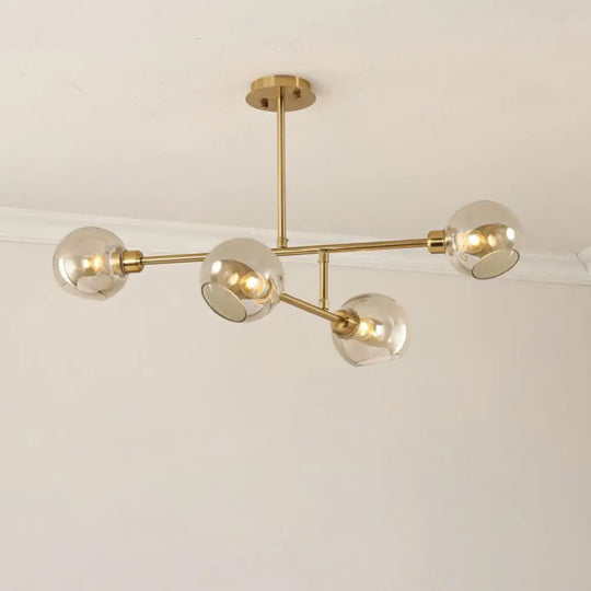 Minimalist Dome Glass Pendant Chandelier For Open Kitchen Ceiling Lighting 4 / Gold Cognac