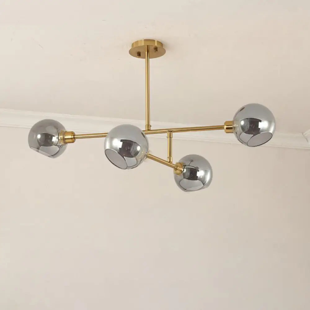 Minimalist Dome Glass Pendant Chandelier For Open Kitchen Ceiling Lighting 4 / Gold Smoke Grey
