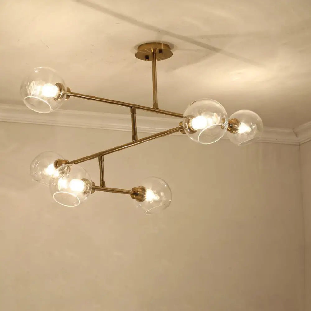 Minimalist Dome Glass Pendant Chandelier For Open Kitchen Ceiling Lighting 6 / Gold Clear