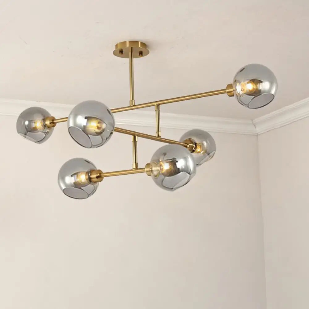 Minimalist Dome Glass Pendant Chandelier For Open Kitchen Ceiling Lighting 6 / Gold Smoke Grey