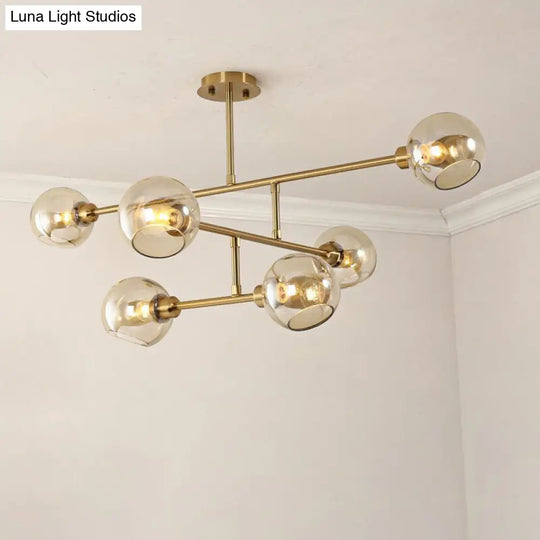 Minimalist Dome Glass Pendant Light For Open Kitchen Ceiling 6 / Gold Cognac