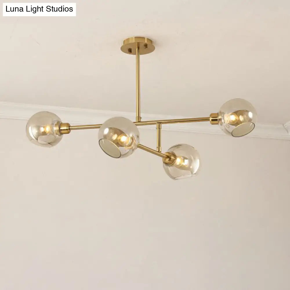 Minimalist Dome Glass Pendant Light For Open Kitchen Ceiling 4 / Gold Cognac