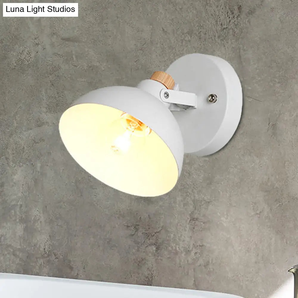 Minimalist Domed Wall Lamp - Metallic Sconce Fixture In White