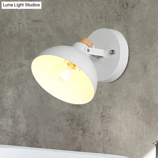 Minimalist Domed Wall Lamp - Metallic Sconce Fixture In White