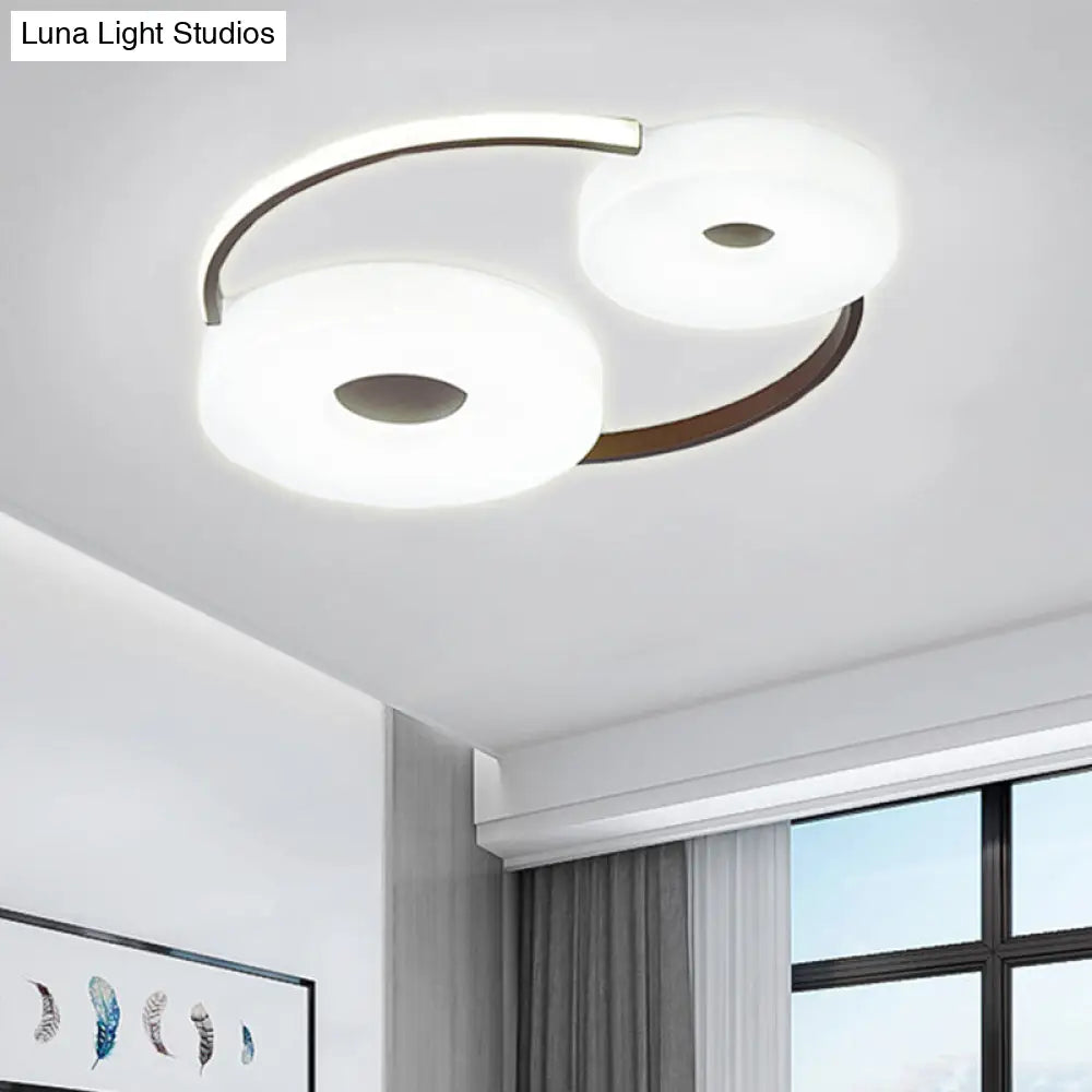 Minimalist Donut Flush Mount Ceiling Light - 16/19.5 Dia Coffee Led Fixture With Acrylic Lampshade