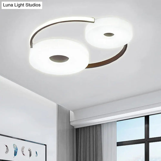 Minimalist Donut Flush Mount Ceiling Light - 16/19.5 Dia Coffee Led Fixture With Acrylic Lampshade