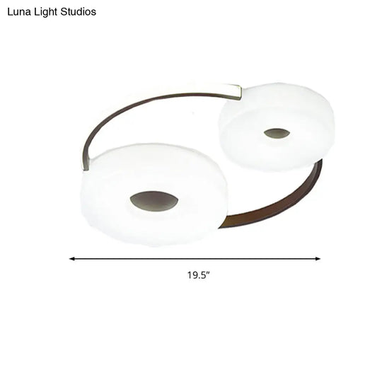 Minimalist Donut Flush Mount Ceiling Light - 16/19.5 Dia Coffee Led Fixture With Acrylic Lampshade