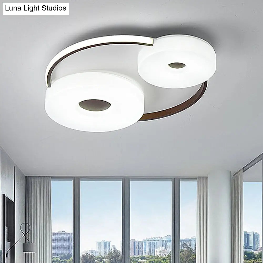 Minimalist Donut Flush Mount Ceiling Light - 16/19.5 Dia Coffee Led Fixture With Acrylic Lampshade