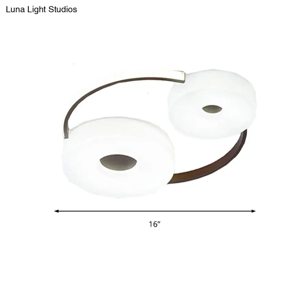 Minimalist Donut Flush Mount Ceiling Light - 16’/19.5’ Dia Coffee Led Fixture With Acrylic