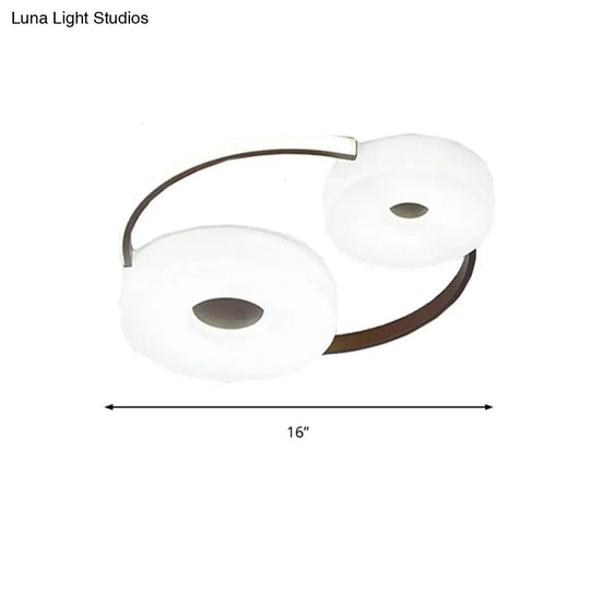 Minimalist Donut Flush Mount Ceiling Light - 16’/19.5’ Dia Coffee Led Fixture With Acrylic