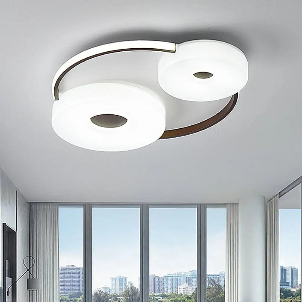 Minimalist Donut Flush Mount Ceiling Light - 16’/19.5’ Dia Coffee Led Fixture With Acrylic