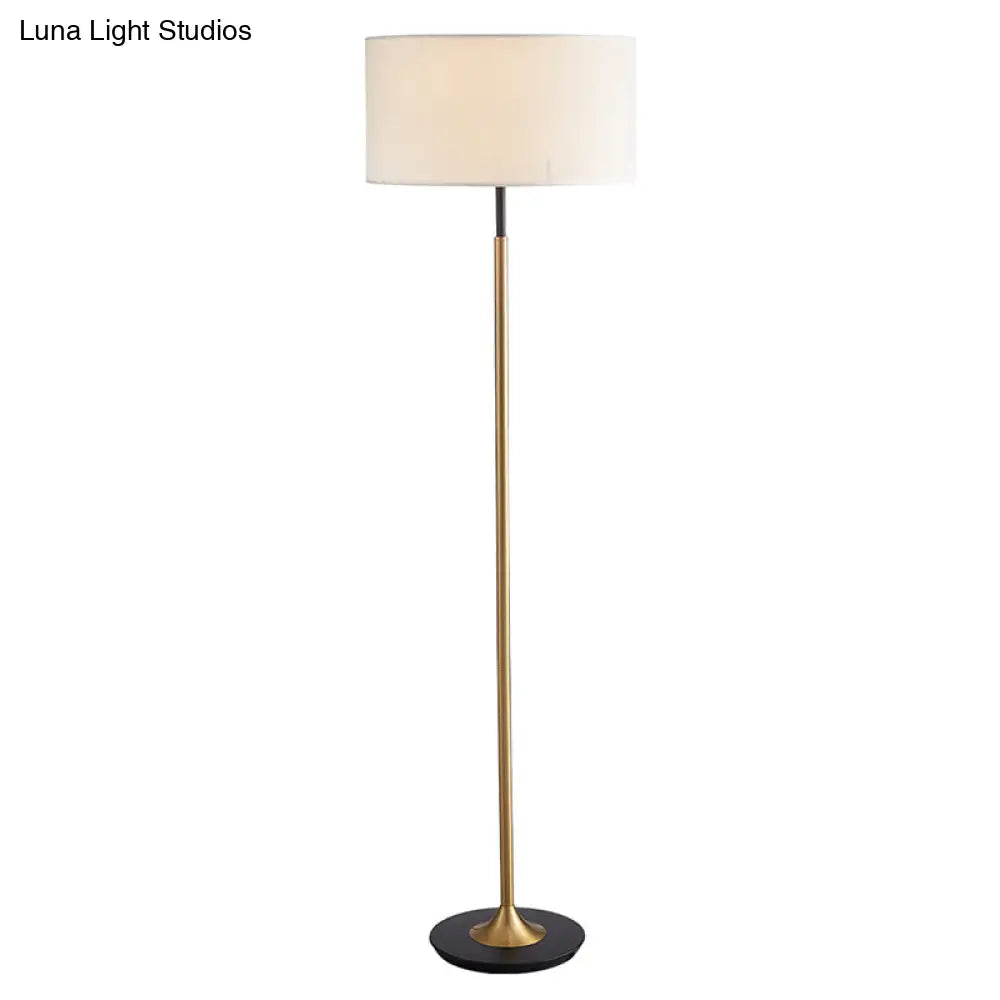 Minimalist Drum-Shaped Floor Lamp - Single Bulb Fabric Shade