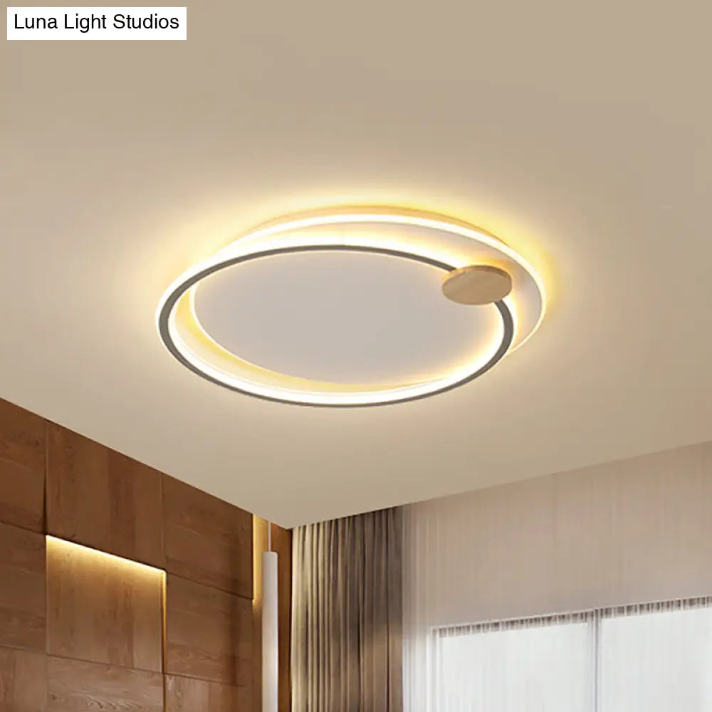 Minimalist Dual Circle Led Ceiling Light In Black/Grey For Warm/White Lighting - 16.5’/20.5’