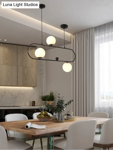 Minimalist Ellipse Pendant Light: Modern Glass Globe Ceiling Fixture For Living Room Island