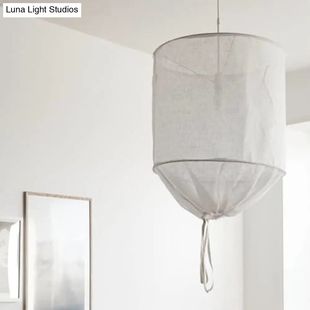 Cylindrical Minimalist Fabric Pendant Light - White/Flaxen White