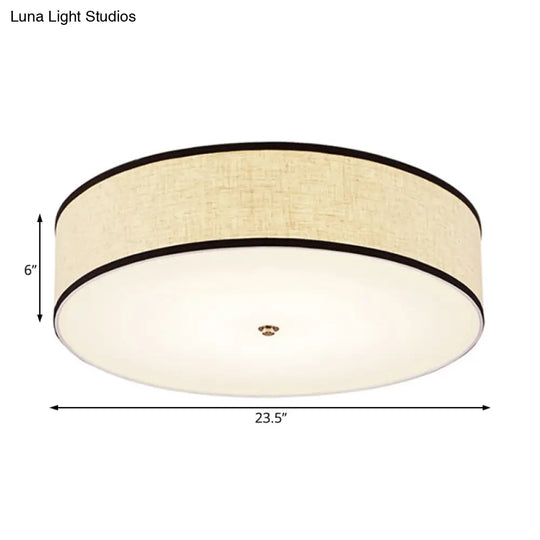 Minimalist Fabric Drum Ceiling Mounted Light - Led White Flush Mount Lamp (16/19.5/23.5 Dia)