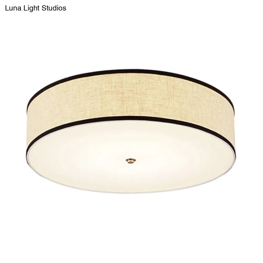 Minimalist Fabric Drum Ceiling Mounted Light - Led White Flush Mount Lamp (16/19.5/23.5 Dia)