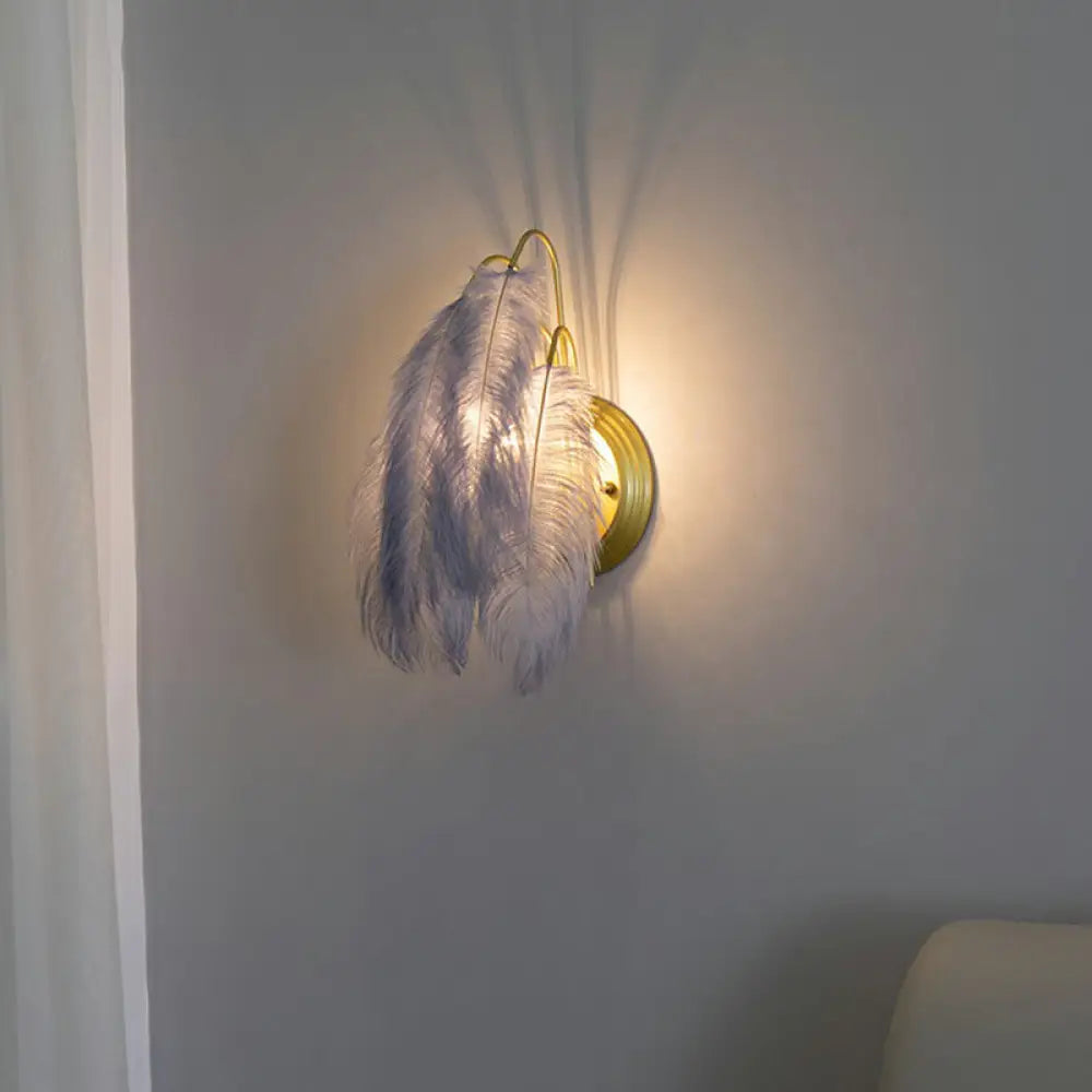 Minimalist Feather Wall Mount Light For Hallway - Small 1-Light Sconce Grey