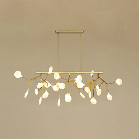 Minimalist Firefly Island Glass Lamp - 27-Bulb Suspended Lighting For Dining Room Gold / White