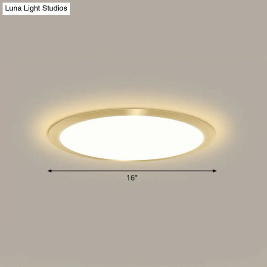 Minimalist Flat Led Flush Mount Ceiling Light For Bedroom - Acrylic Fixture Gold / 16 Warm