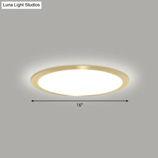 Minimalist Flat Led Flush Mount Ceiling Light For Bedroom - Acrylic Fixture Gold / 16 White