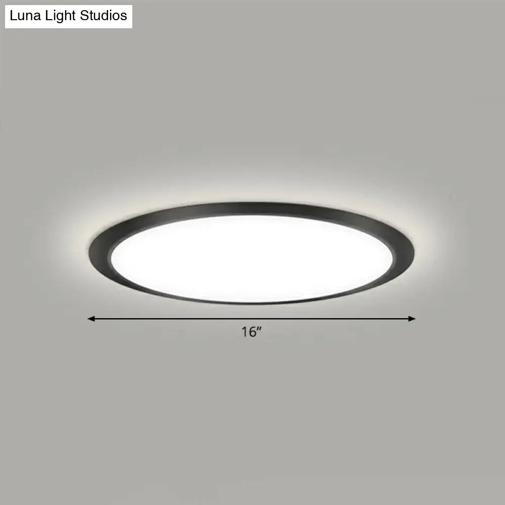 Minimalist Flat Led Flush Mount Ceiling Light For Bedroom - Acrylic Fixture Black / 16 White