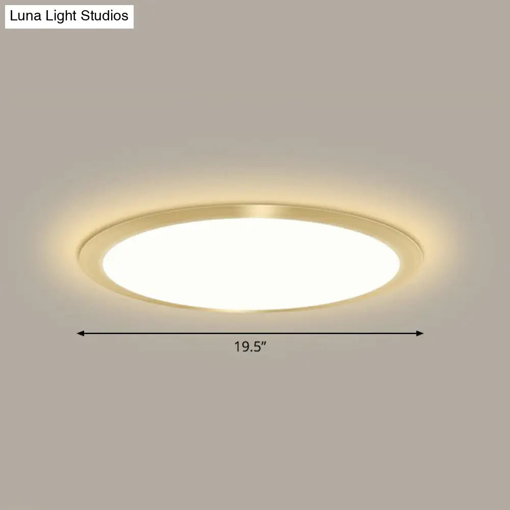 Minimalist Flat Led Flush Mount Ceiling Light For Bedroom - Acrylic Fixture Gold / 19.5 Warm