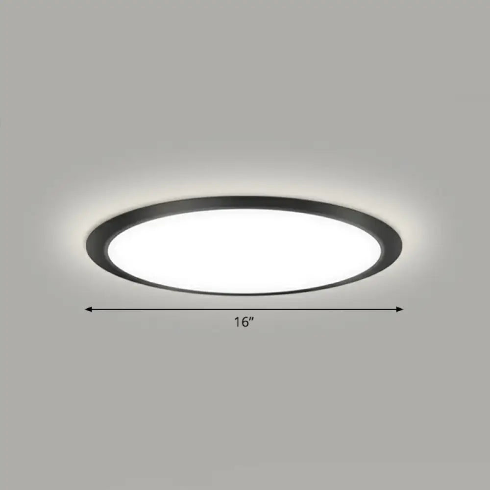 Minimalist Flat Led Flush Mount Ceiling Light For Bedroom - Acrylic Fixture Black / 16’ White