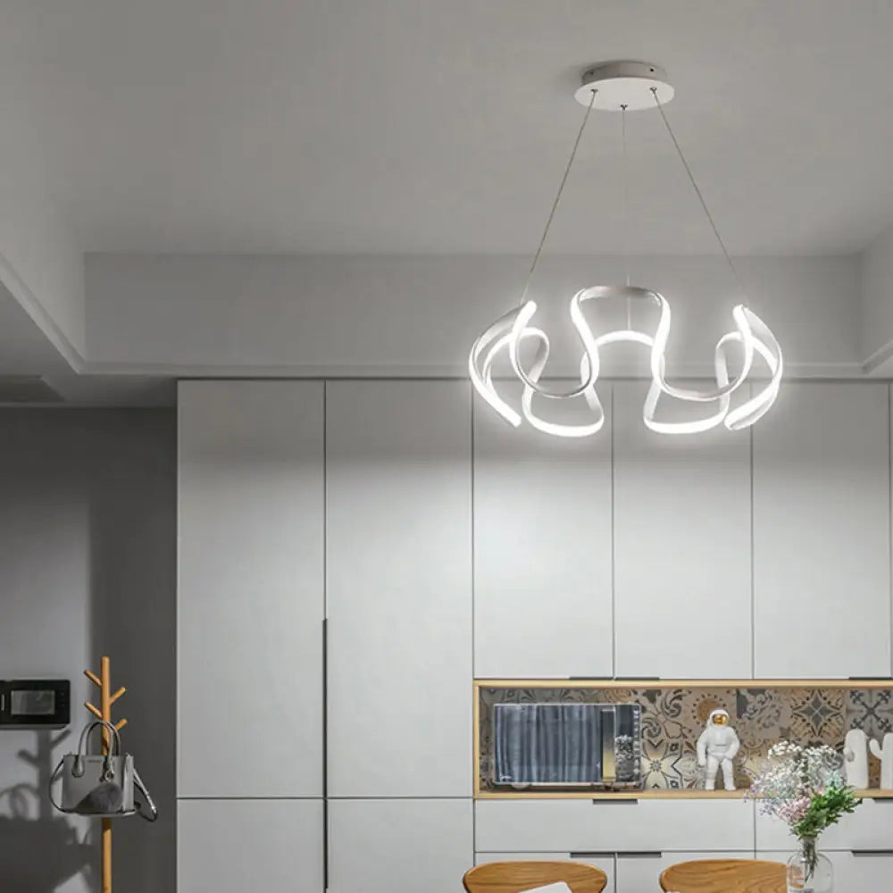 Minimalist Flower Chandelier: Acrylic Led Pendant Light For Living Room White /