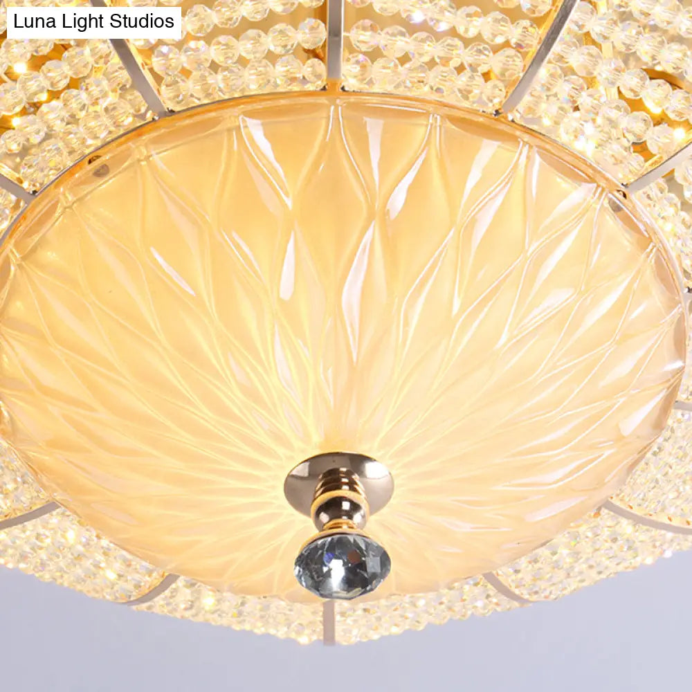 Minimalist Flower Crystal Ceiling Mount Led Flush Lighting - Gold Finish (14/19.5/23.5 Wide) Bedroom