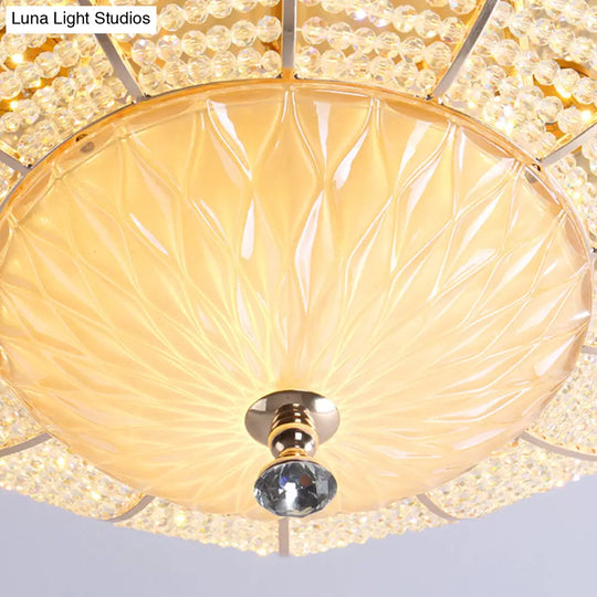 Minimalist Flower Crystal Ceiling Mount Led Flush Lighting - Gold Finish (14/19.5/23.5 Wide) Bedroom