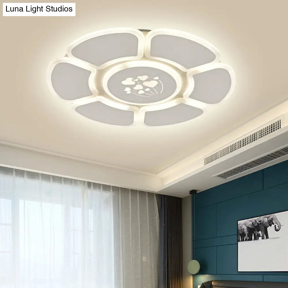 Minimalist Flower Led Ceiling Lamp For Bedroom In White