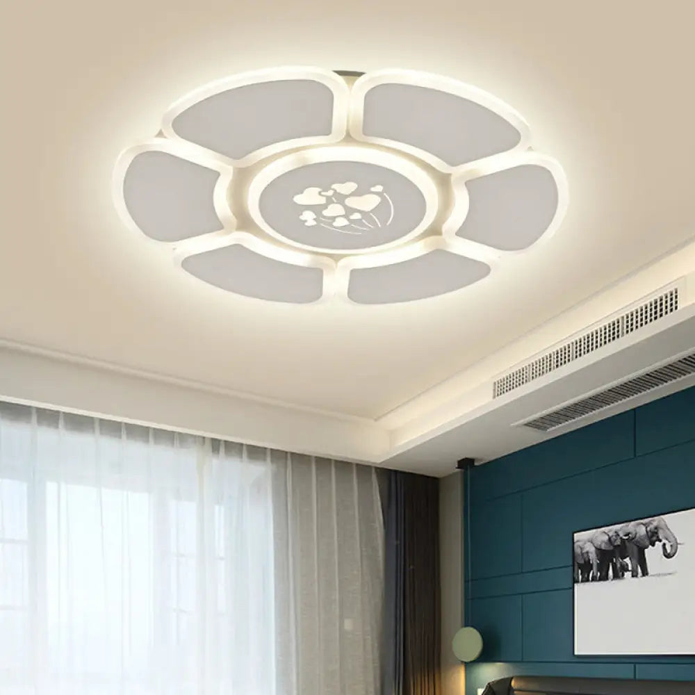 Minimalist Flower Led Ceiling Lamp For Bedroom In White