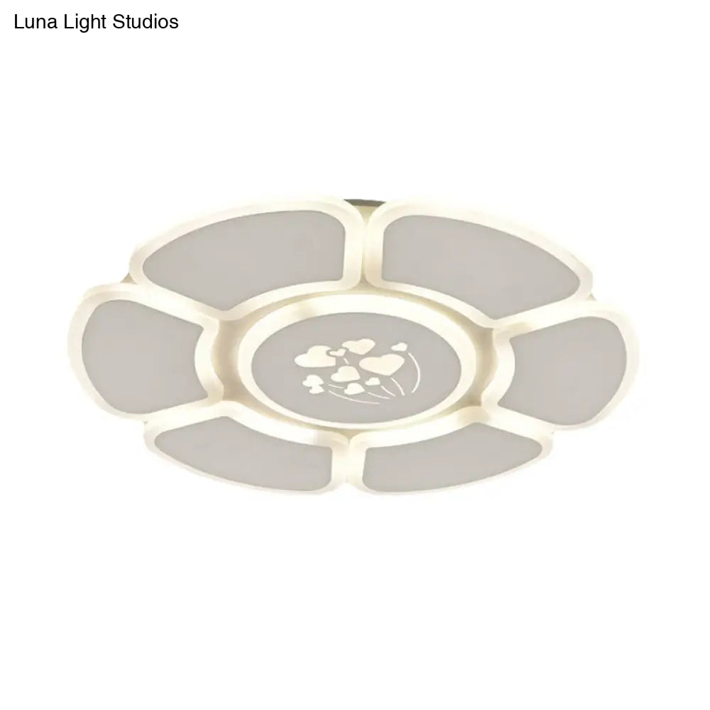 Minimalist Flower Led Ceiling Lamp For Bedroom In White